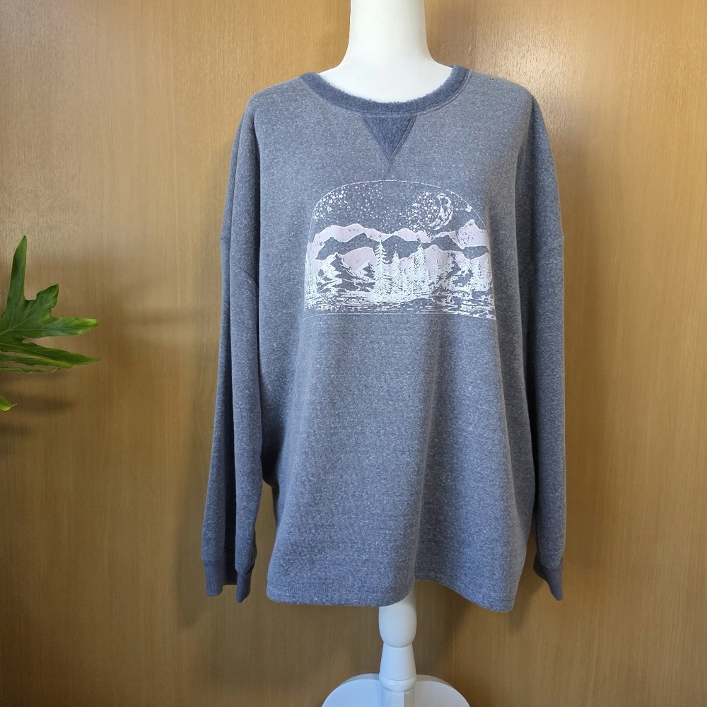 NWT Angels Forever Young Graphic Sweatshirt Size 3X Mountain Print